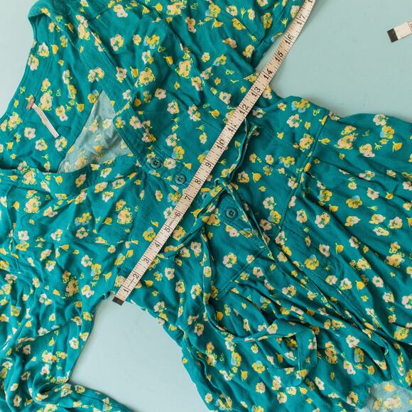 Free People L'Amour Micro Floral Print Long Sleeve Tie Back Romper Size 4 - Picture 5 of 10